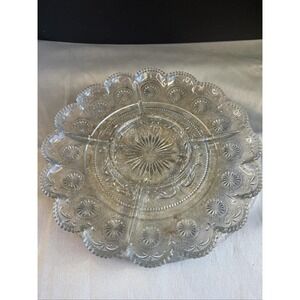 Vtg 11" Brockway American Concord 5 Part Divided Glass Relish Deviled Egg Dish